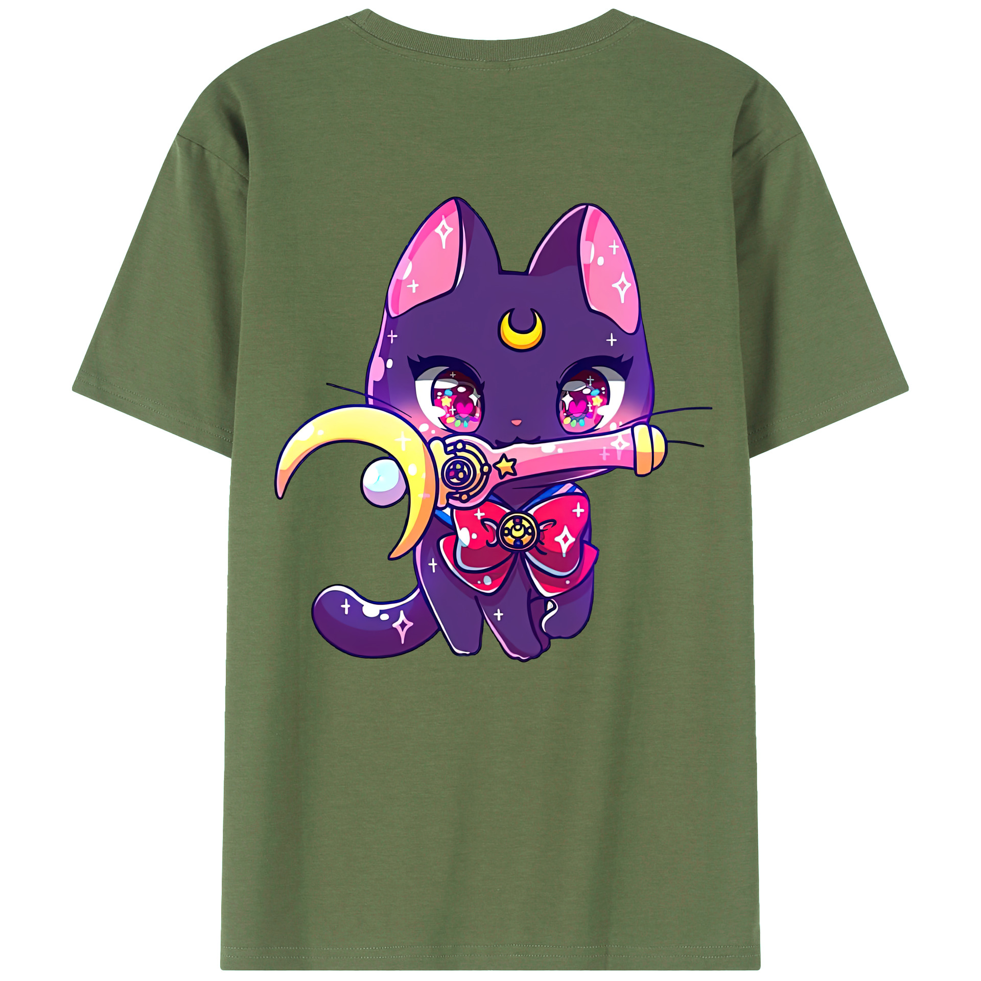 （画像用） 美少女戦士セーラームーン Sailor Moon 綿100％ メンズ半袖Tシャツ（バックプリント） 通気性